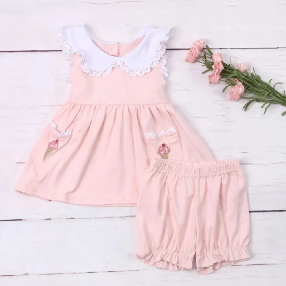 Boutique Girls Pink Ice Cream Tunic & Shorts Outfit Set